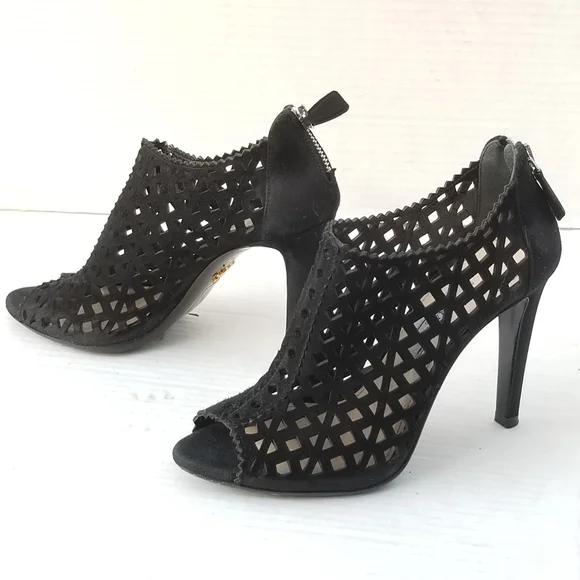 Prada cutout Black booties heels